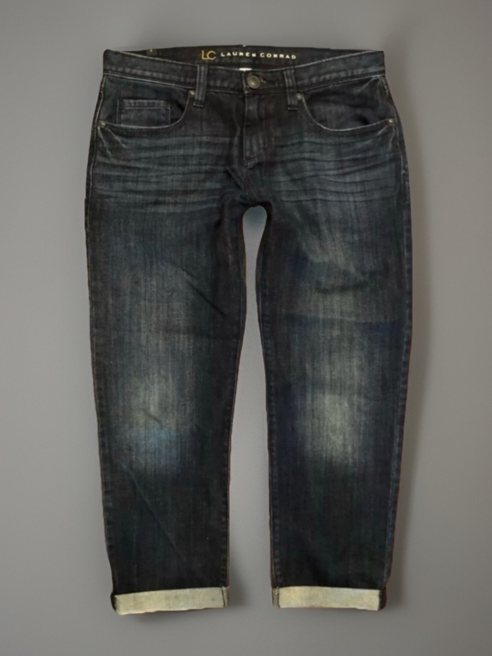 LC Lauren Conrad Women's size 2 Dark Wash Cuffed Ankle Denim Jeans